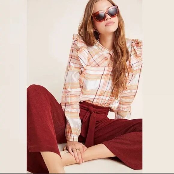 New Anthropologie Anthropologie Current Air Polly Ruffle Blouse - Picture 1 of 8